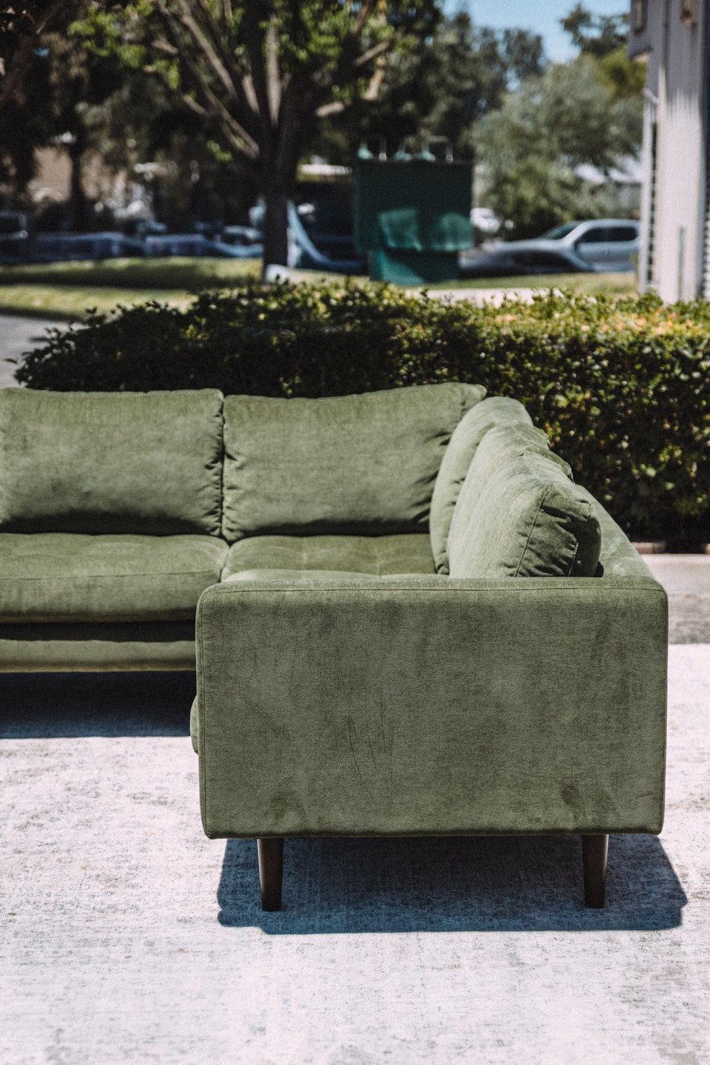 Poly & Bark Napa Velvet Corner Sectional Sofa - Distressed Green
