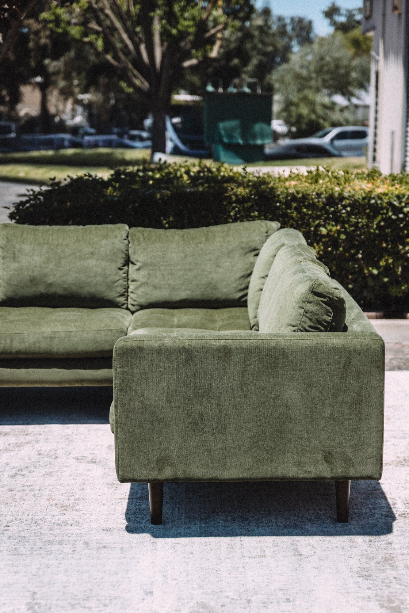Poly & Bark Napa Velvet Corner Sectional Sofa - Distressed Green
