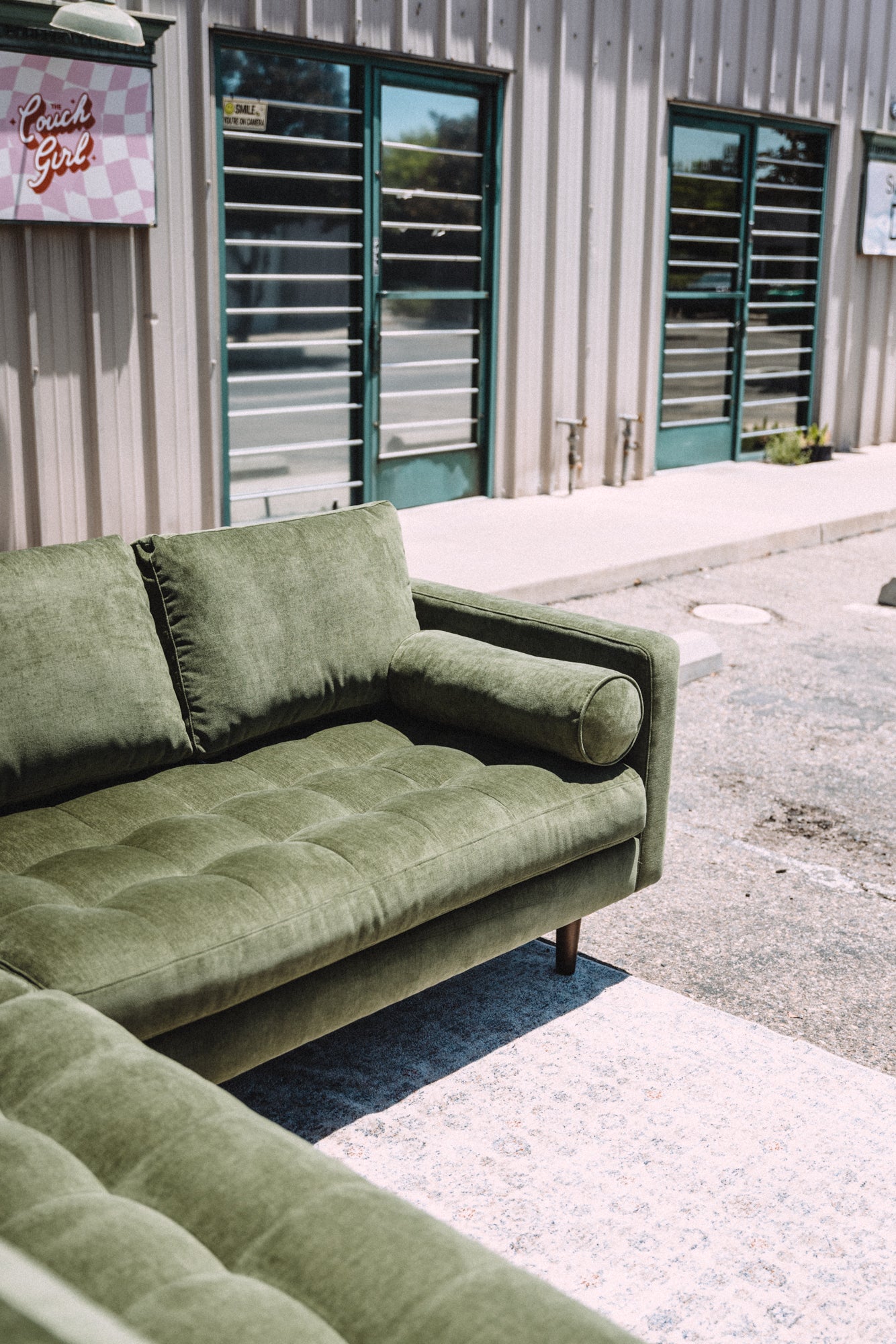 Poly & Bark Napa Velvet Corner Sectional Sofa - Distressed Green