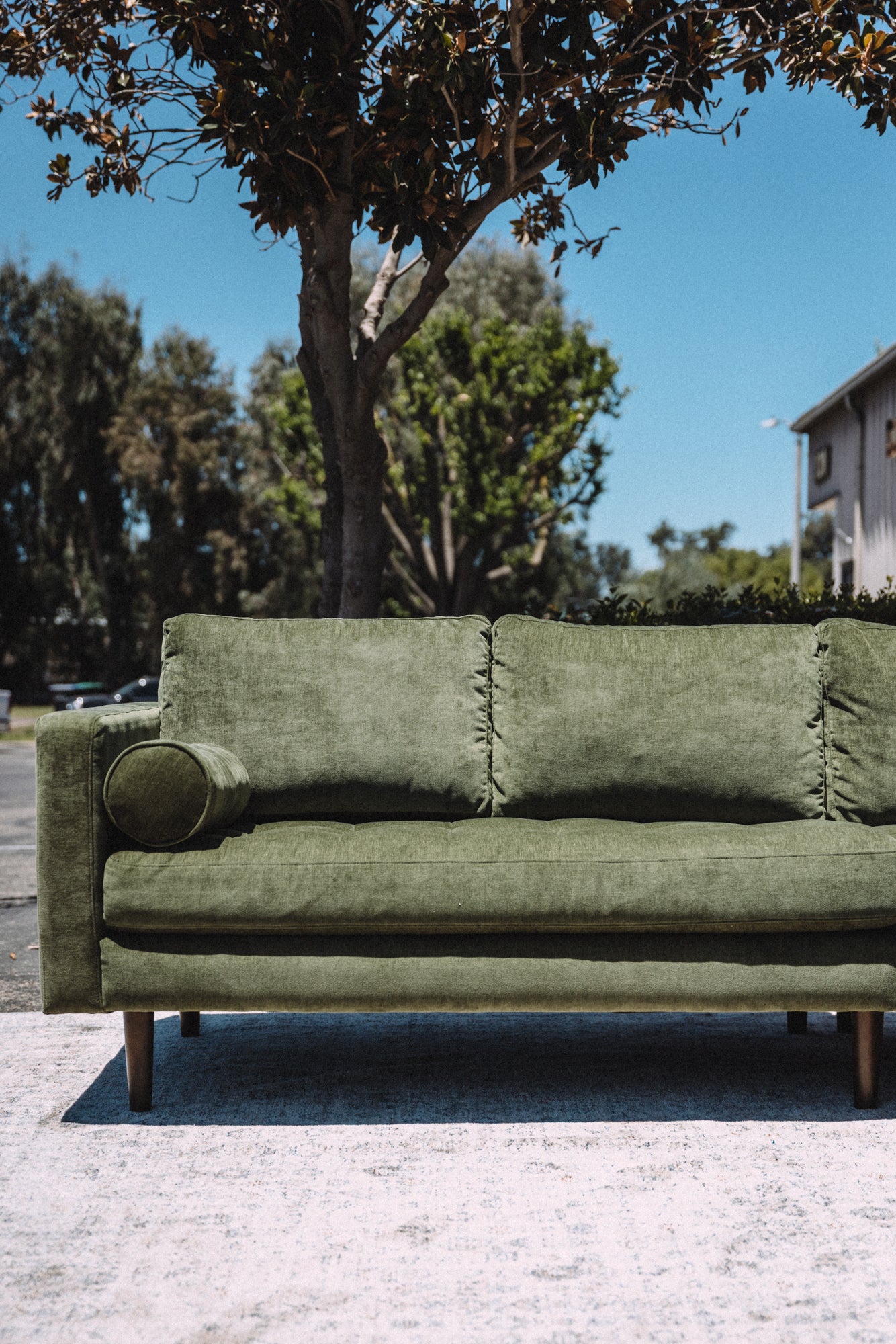 Poly & Bark Napa Velvet Corner Sectional Sofa - Distressed Green