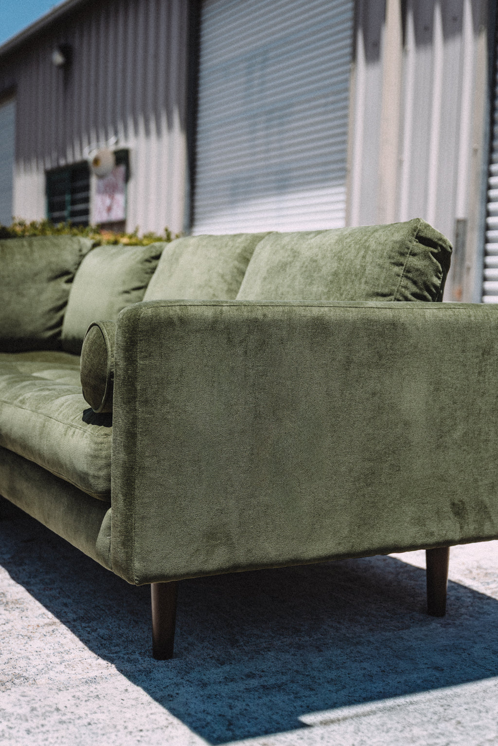 Poly & Bark Napa Velvet Corner Sectional Sofa - Distressed Green