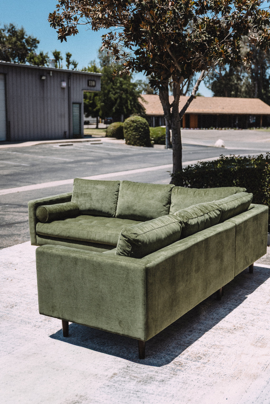 Poly & Bark Napa Velvet Corner Sectional Sofa - Distressed Green