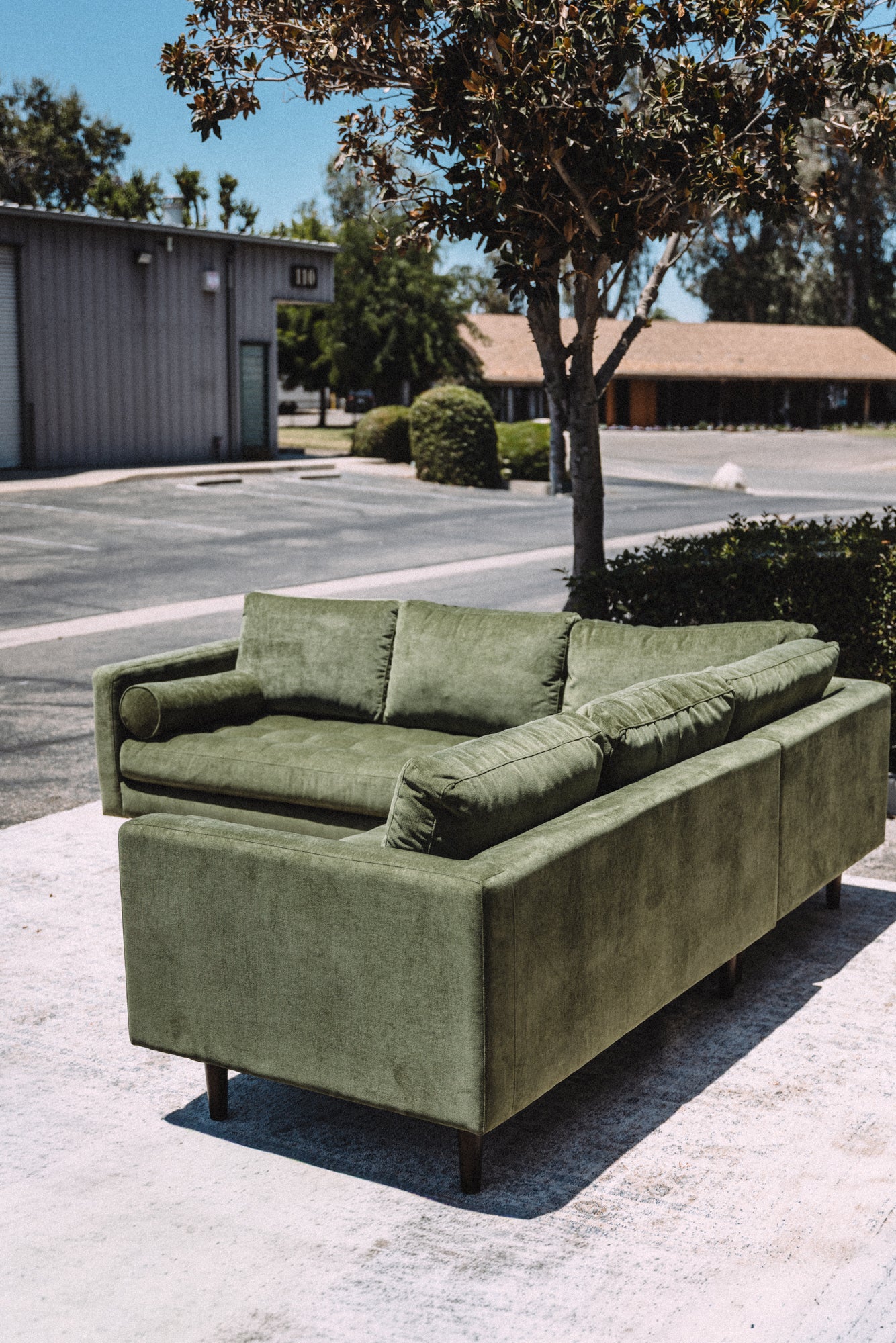 Poly & Bark Napa Velvet Corner Sectional Sofa - Distressed Green