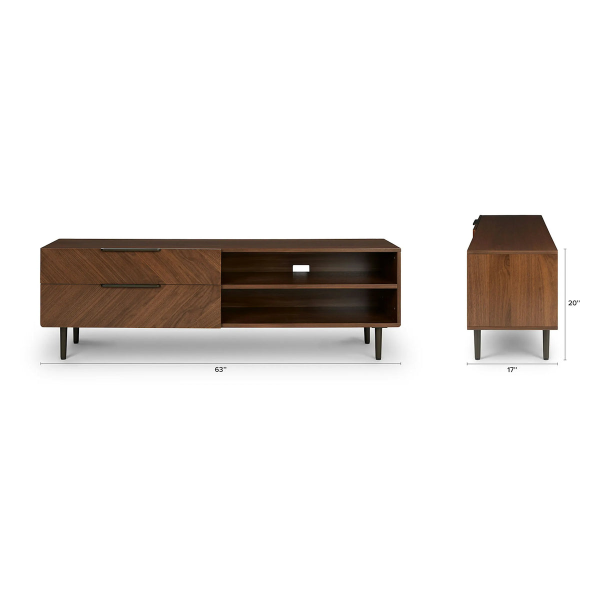 Nera 63" Low Media Unit - Walnut