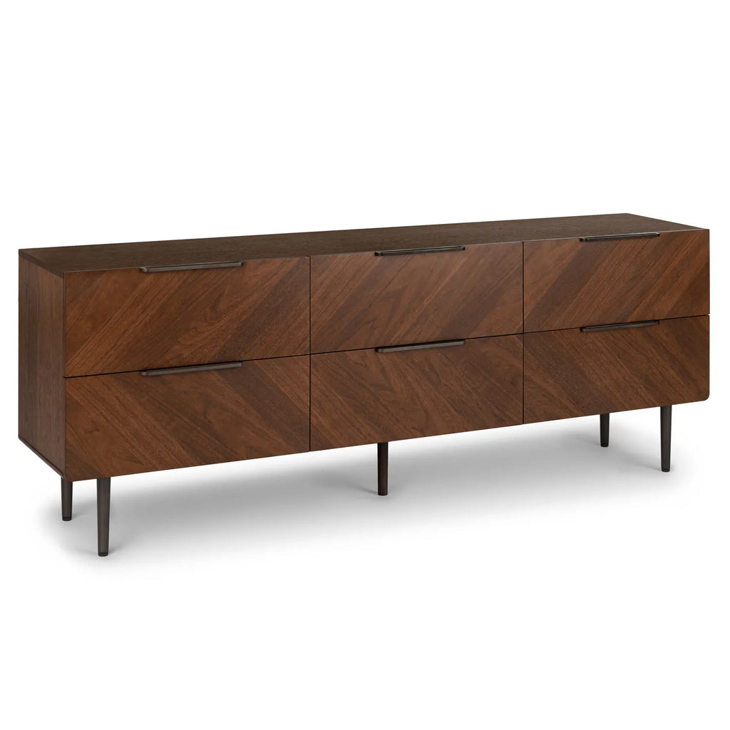 Nera 6-Drawer Low Triple Dresser - Walnut