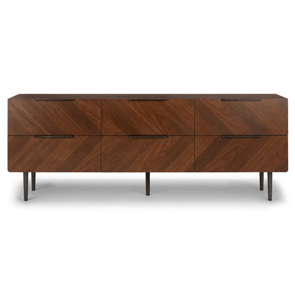 Nera 6-Drawer Low Triple Dresser - Walnut