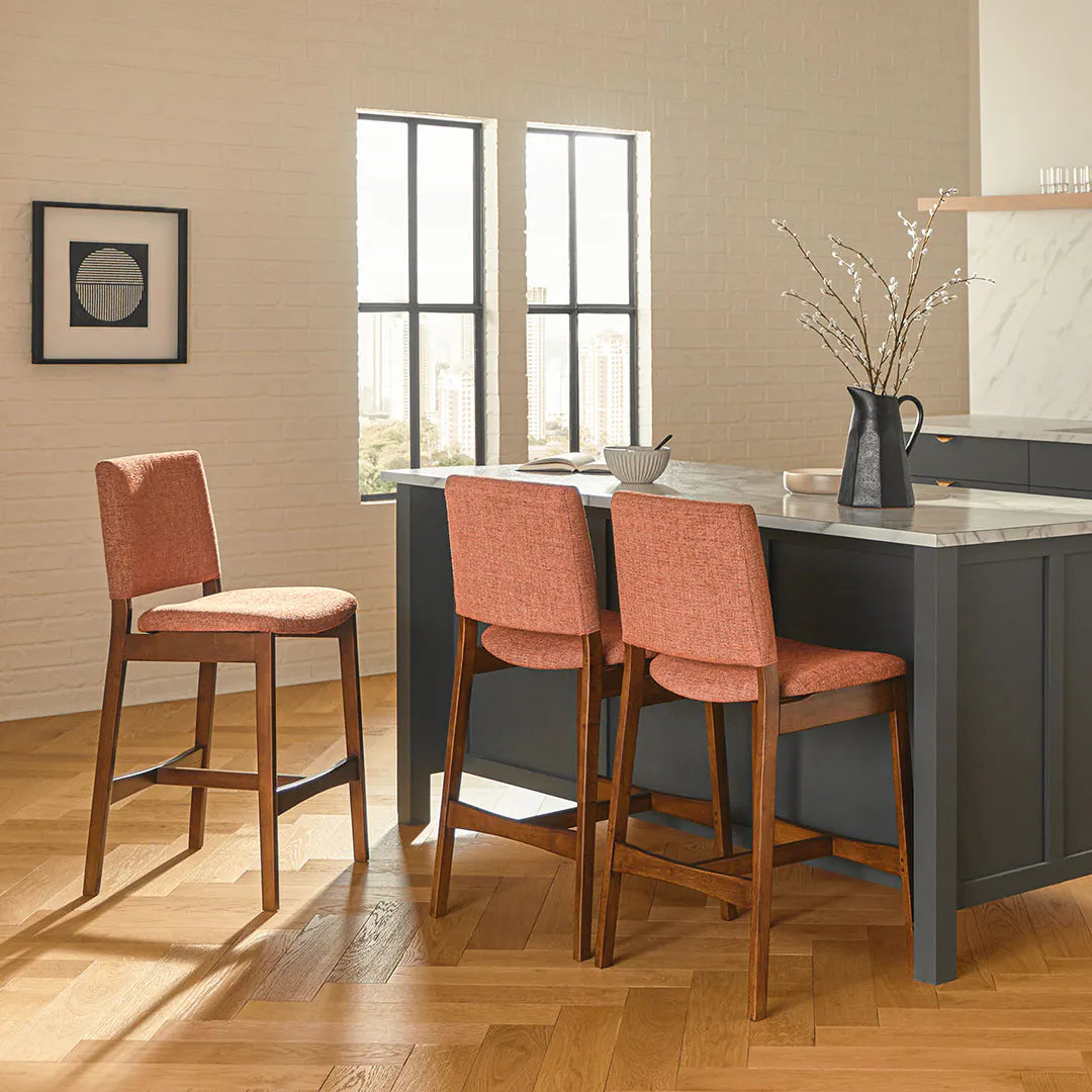 Nosh Counter Stool - Walnut And Rosehip Orange (Set of 2)