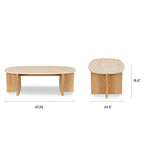 Sporo 47.25" Travertine Coffee Table & Side Table Set - Natural Oak