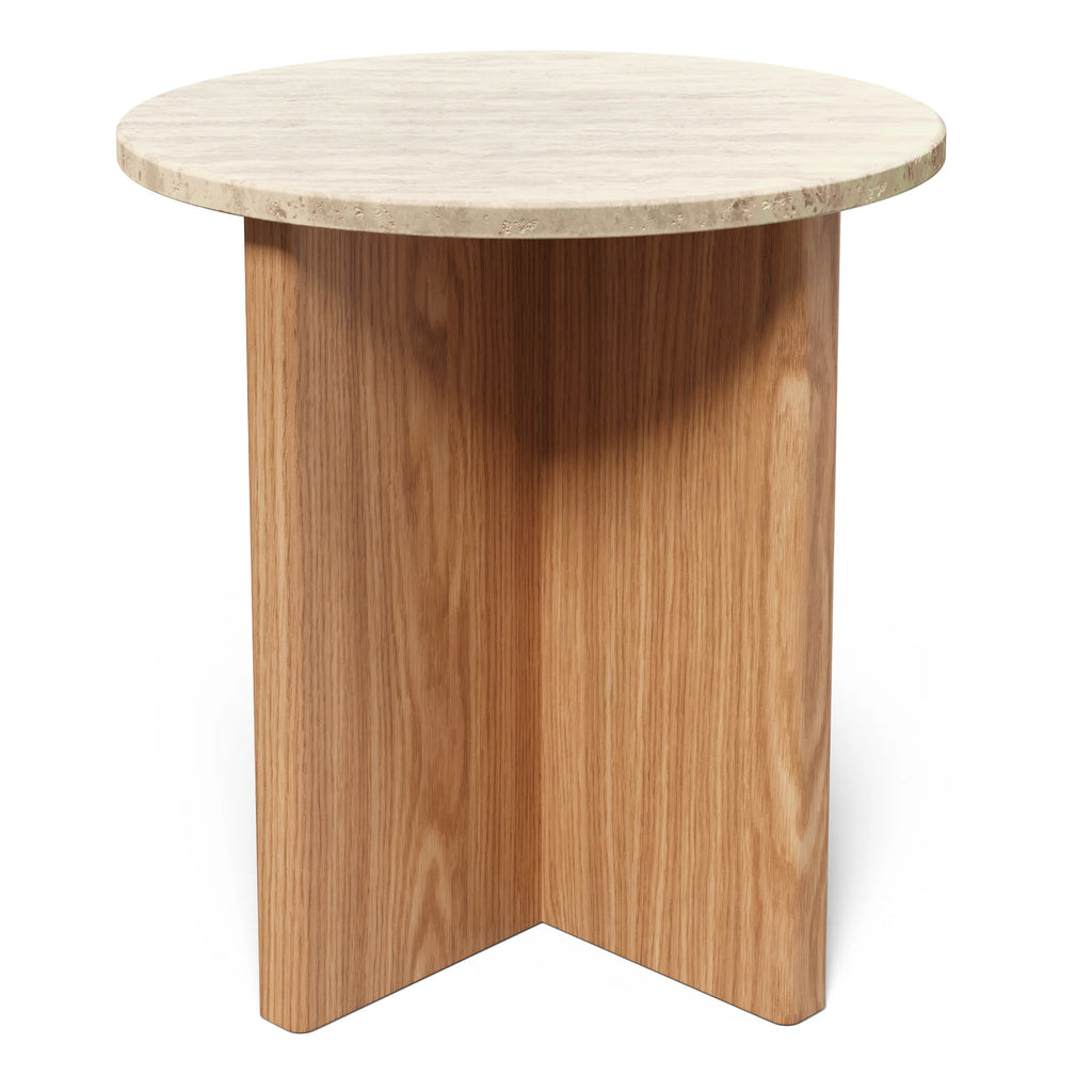 Sporo 47.25" Travertine Coffee Table & Side Table Set - Natural Oak