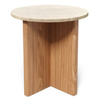 Sporo 47.25" Travertine Coffee Table & Side Table Set - Natural Oak