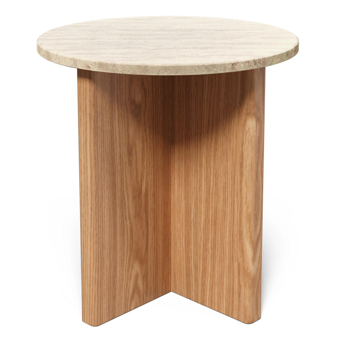 Sporo 47.25" Travertine Coffee Table & Side Table Set - Natural Oak