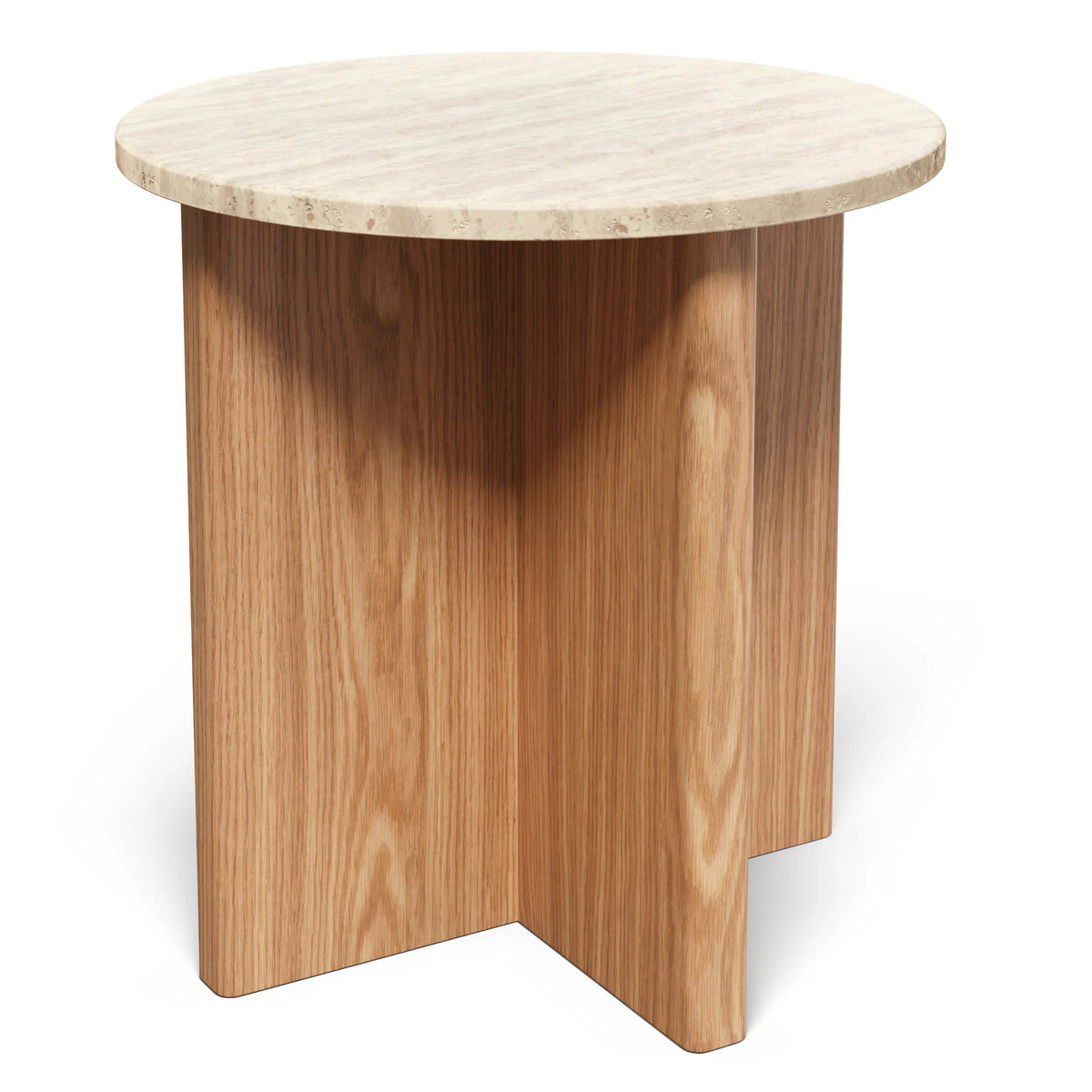 Sporo 47.25" Travertine Coffee Table & Side Table Set - Natural Oak