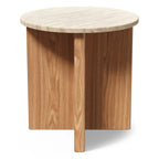 Sporo 47.25" Travertine Coffee Table & Side Table Set - Natural Oak