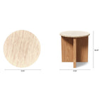 Sporo 47.25" Travertine Coffee Table & Side Table Set - Natural Oak