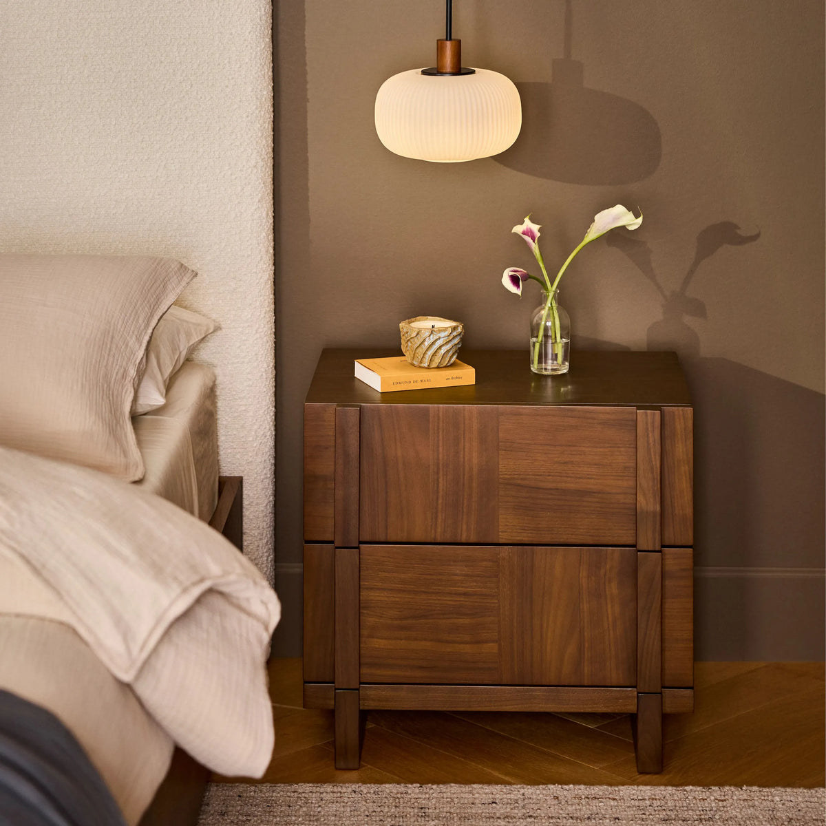 Ayra 2-Drawer Nightstand - Walnut
