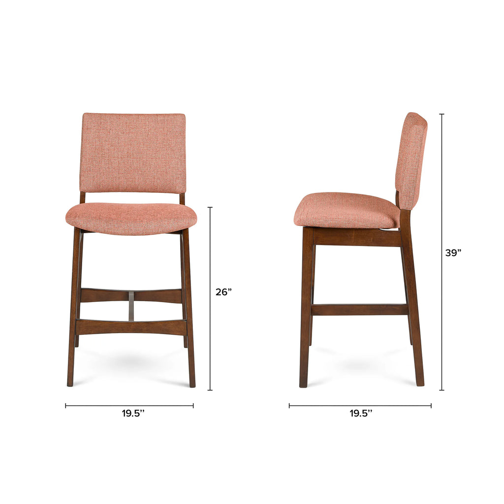 Nosh Counter Stool - Walnut And Rosehip Orange (Set of 2)