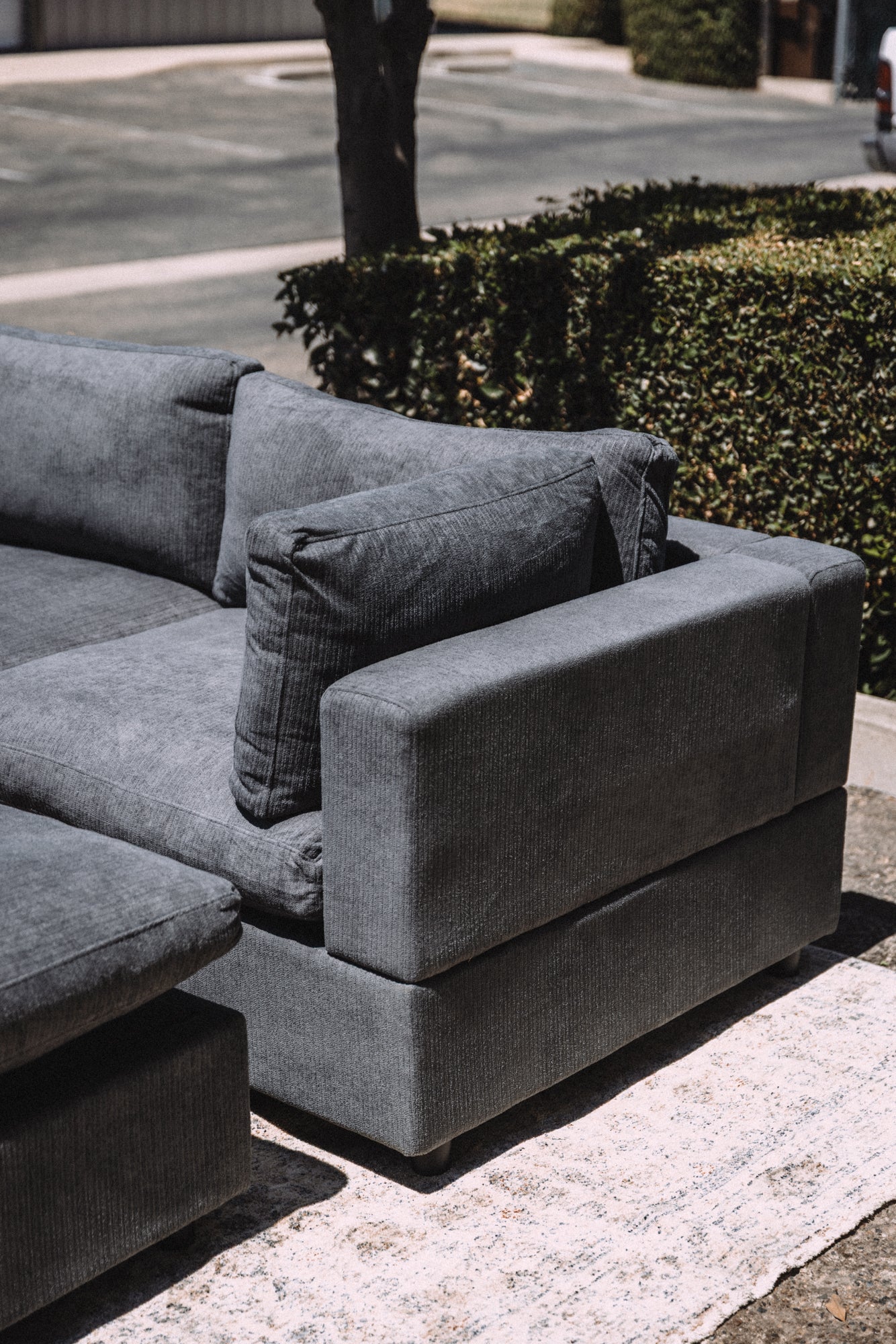 My Comfy Couches 4 Piece Cloud Set - Dark Gray Plush Chenille