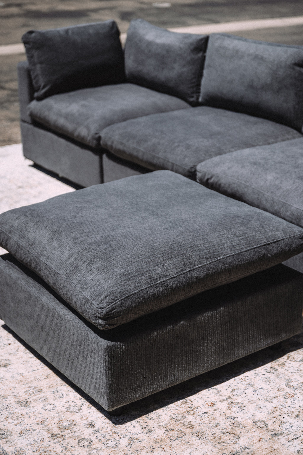 My Comfy Couches 4 Piece Cloud Set - Dark Gray Plush Chenille