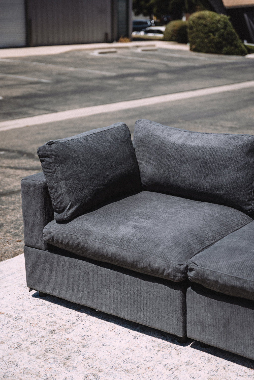 My Comfy Couches 4 Piece Cloud Set - Dark Gray Plush Chenille