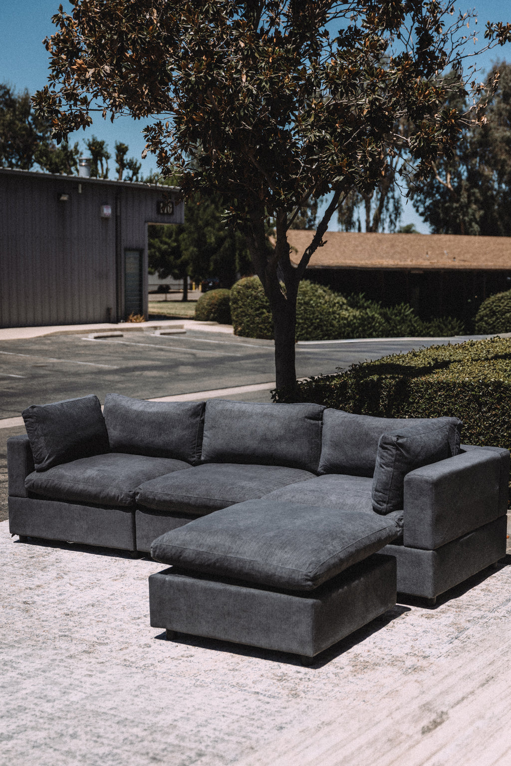 My Comfy Couches 4 Piece Cloud Set - Dark Gray Plush Chenille