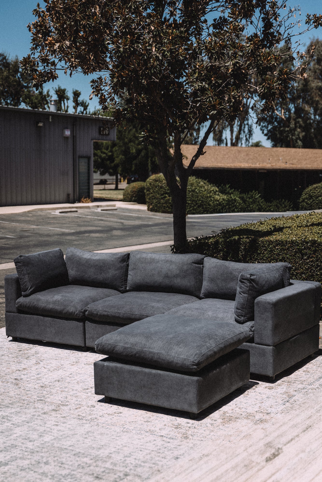 My Comfy Couches 4 Piece Cloud Set - Dark Gray Plush Chenille