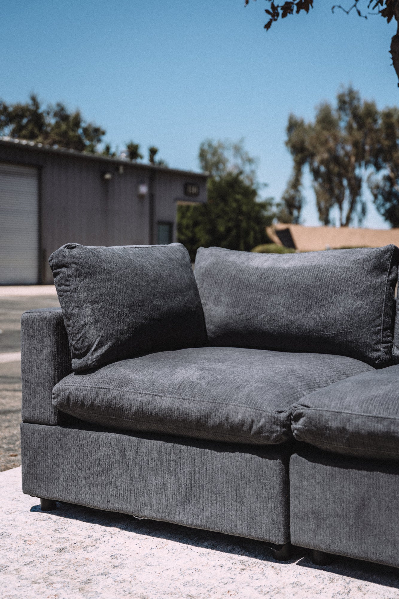 My Comfy Couches 4 Piece Cloud Set - Dark Gray Plush Chenille