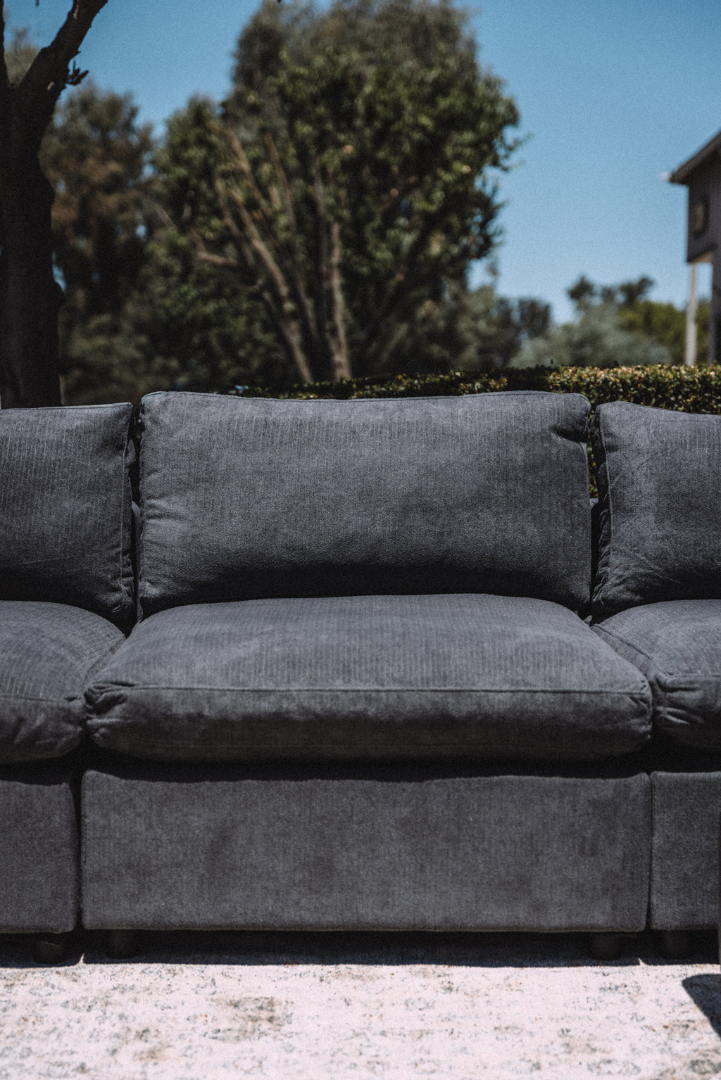 My Comfy Couches 4 Piece Cloud Set - Dark Gray Plush Chenille