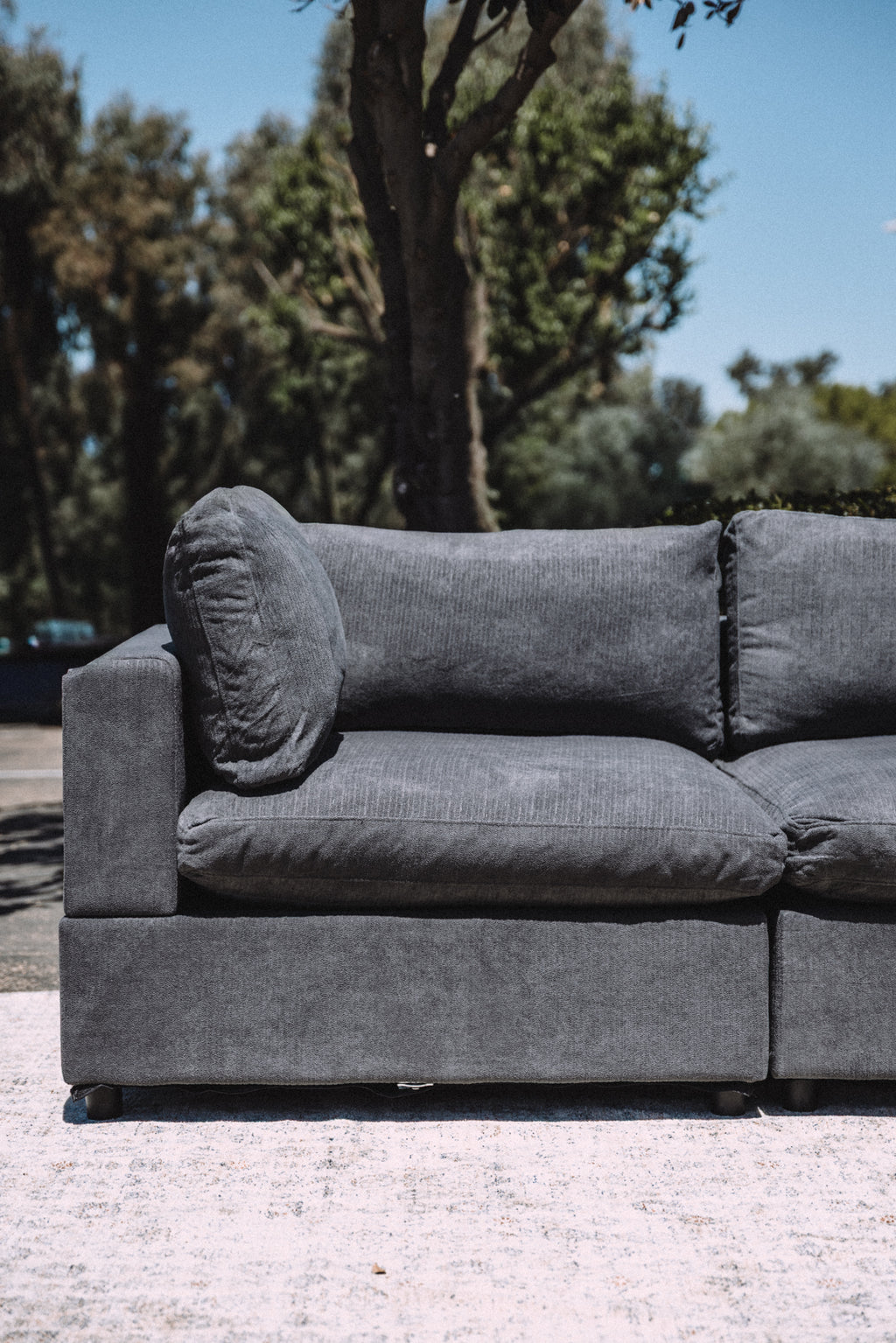 My Comfy Couches 4 Piece Cloud Set - Dark Gray Plush Chenille