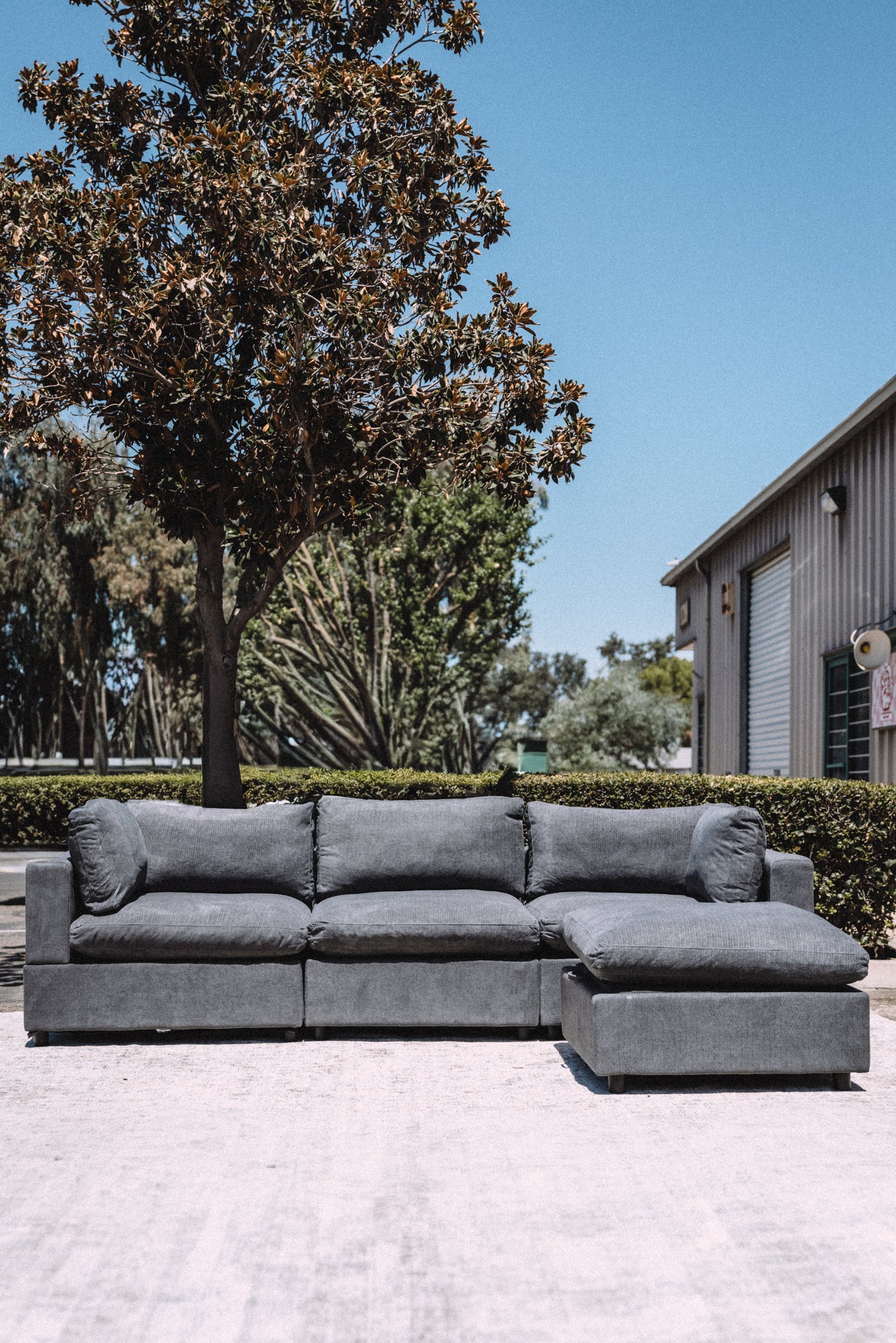 My Comfy Couches 4 Piece Cloud Set - Dark Gray Plush Chenille