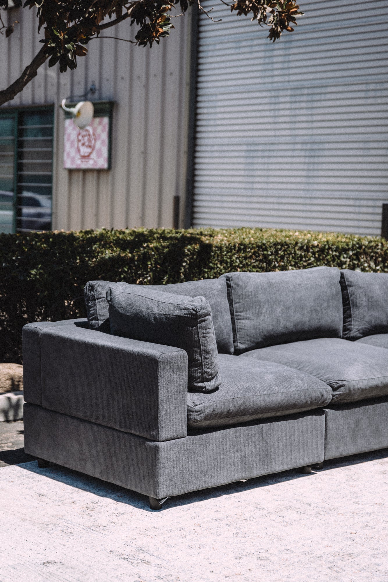 My Comfy Couches 4 Piece Cloud Set - Dark Gray Plush Chenille