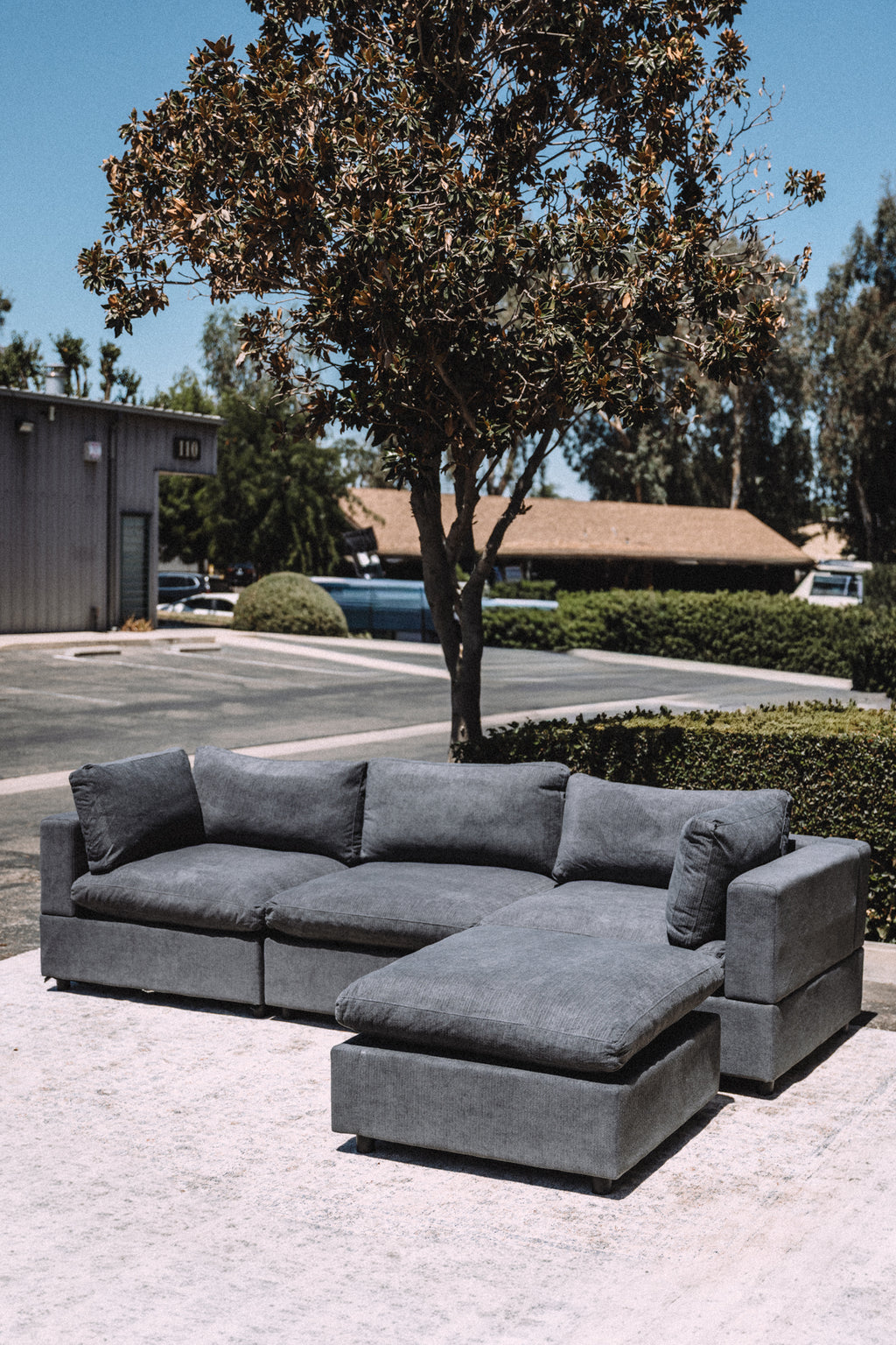 My Comfy Couches 4 Piece Cloud Set - Dark Gray Plush Chenille