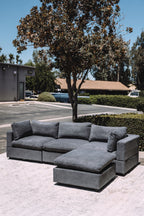 My Comfy Couches 4 Piece Cloud Set - Dark Gray Plush Chenille