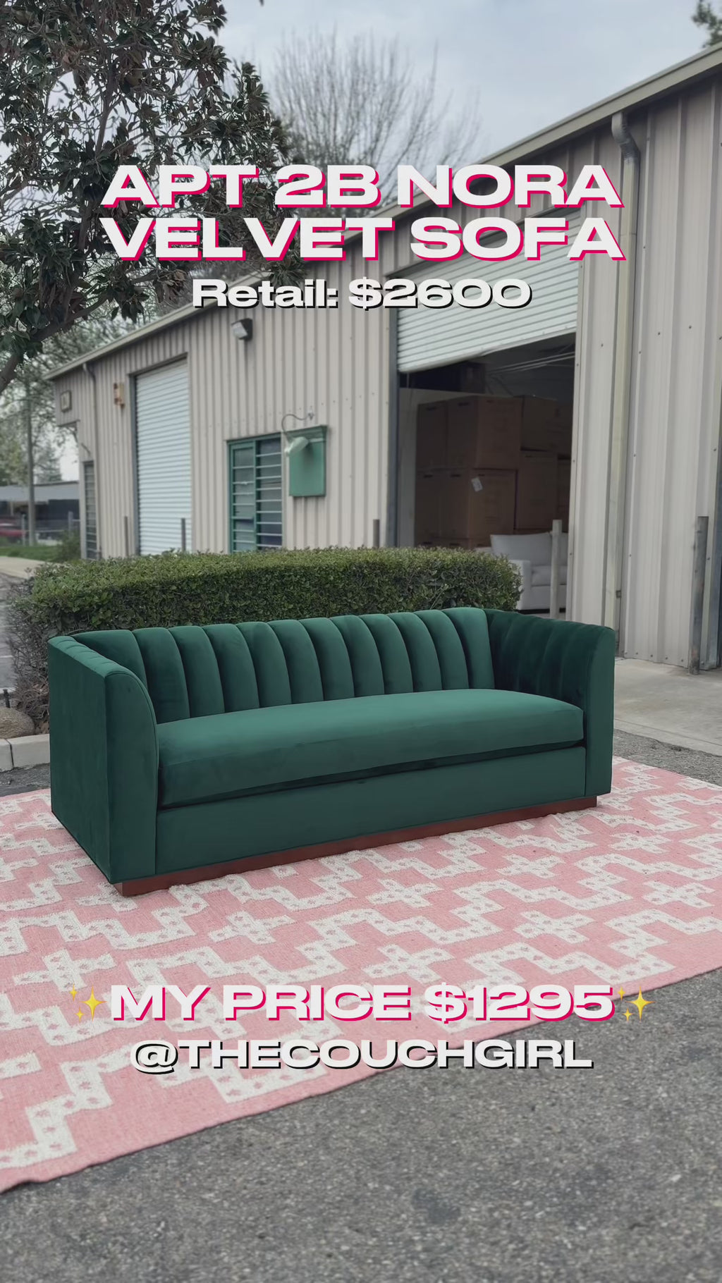APT2B Nora Emerald Velvet Tufted Sofa