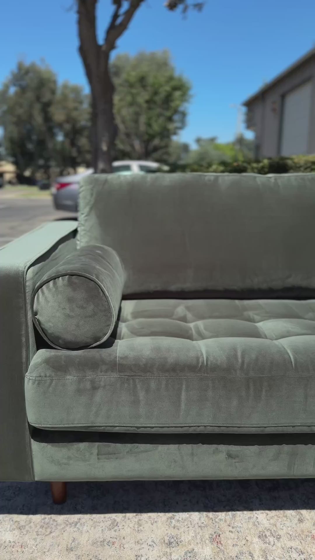 Article Sven 88" Tufted Velvet Sofa - Plush Pacific Green