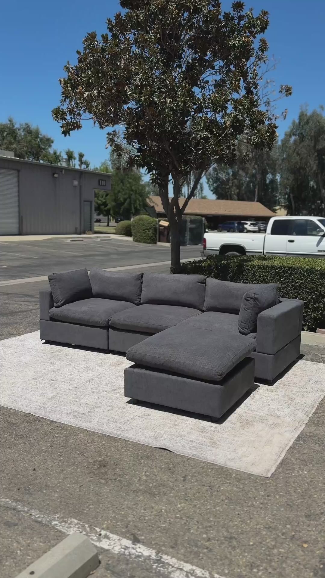 My Comfy Couches 4 Piece Cloud Set - Dark Gray Plush Chenille